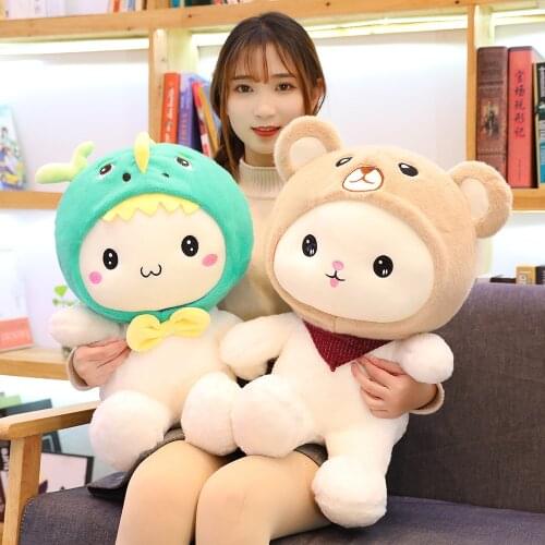 New 25-60cm Cute Rabbit Dinosaur Teddy Bear Plush Toys Stuffed Soft Animal Pillow Christmas Gift for Kids Kawaii Valentine Dolls