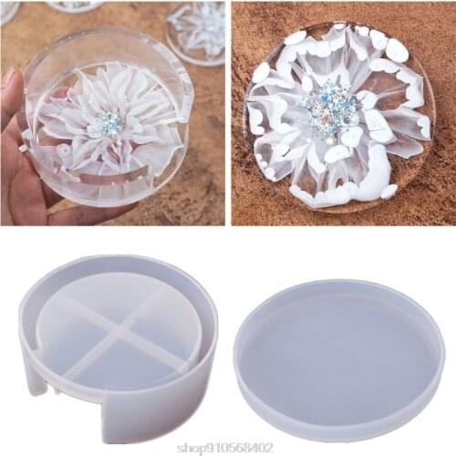 Display Stand Resin Casting Mold Hold Up to 4 Coaster with Holder Epoxy Resin Mould Fit Round Coaster Box Molds D03 20 Dropship