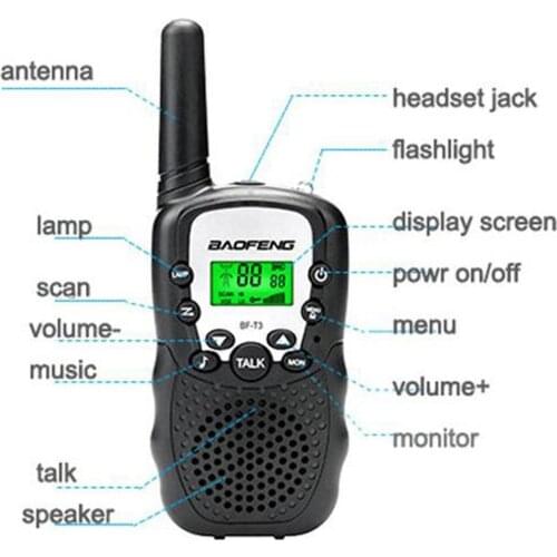 2Pcs/set Baofeng BF-T3 UHF 462-467MHz 22Channel Portable Two-Way 10 Call Tones Radio Transceiver for Kids Walkie Talkie