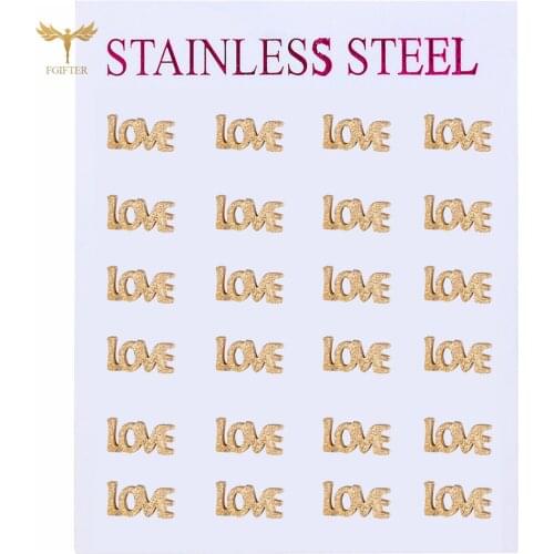 Romantic Couple LOVE Stud Earrings Mens Womens Jewelry Gold Stainless Steel Frosted Earrings Womens Ear Piercing