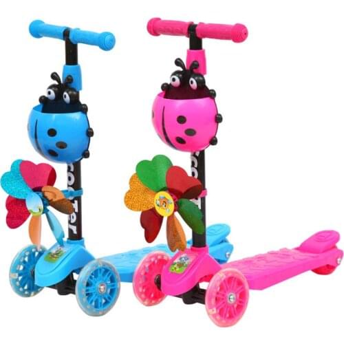 Windmill Ladybug Scooter Foldable and Adjustable Height Lean to Steer 3 Wheel Scooters for Toddler Kids Boys Girls Age 3-8 BX0D