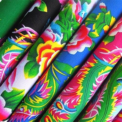 CF107 1 Meter Chinese National Ethnic Pattern Twill 100% Cotton Fabric Phoenix Peony Flowers Fabric For Tablecloth Bed Sheet