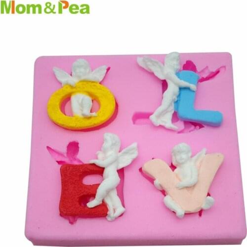 Mom&Pea MPA2098 Angel LOVE Shaped Press Silicone Mold Cake Decoration Fondant Cake 3D Mold Food Grade