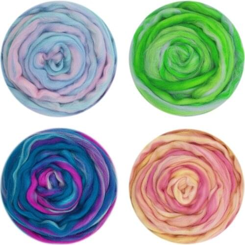 Blended Wool Roving 50g 4 Type Merino Mixed Fiber Hand Dyed Wool Top Art Wet Felting Supplies Needle Felting DIY Wool Roving (A)