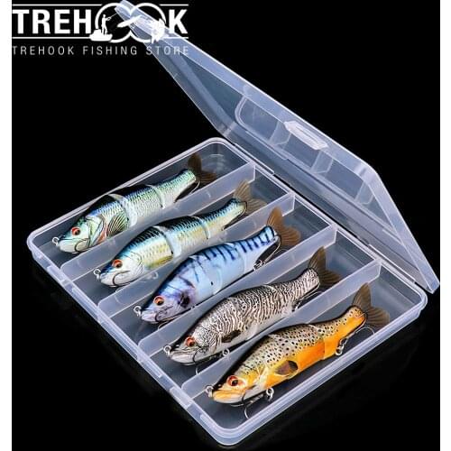 TREHOOK 5pcs Sinking Wobblers For Pike Fishing Lure Set 11.5cm 17g Jointed Bait Swimbait Lure with Crankbaits Fishing Tackle Box