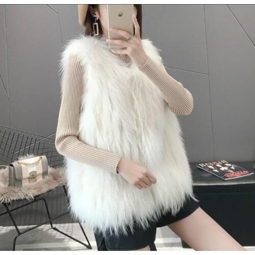 Spring Autumn Womens High Quality Faux Fox Fur Vest 2021 Female Fashion Fur Coat Jacket Vests Lady Sleeveless Leather Coat Q253