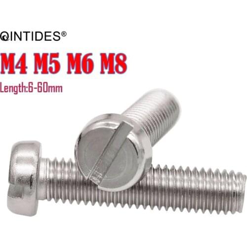 QINTIDES M4 M5 M6 M8 Slotted Cheese Head Screws Cap Head Screws 304 Stainless Steel Slotted Screw