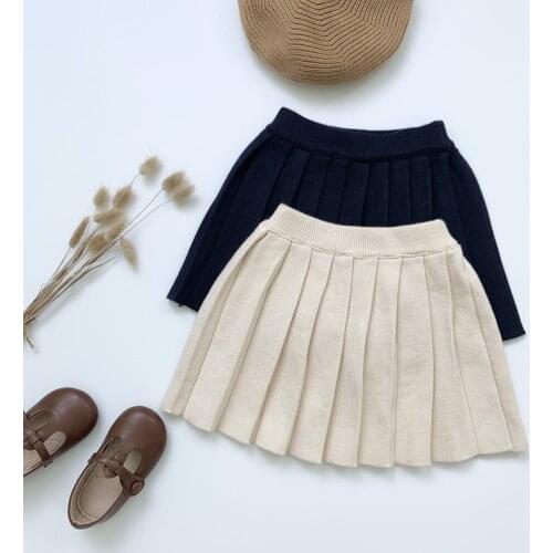 Knit Skirts for Girls Fashion Childrens Pleated Skirt Little Girls Short Tutu Skirt Studant Girl Clothing DT504