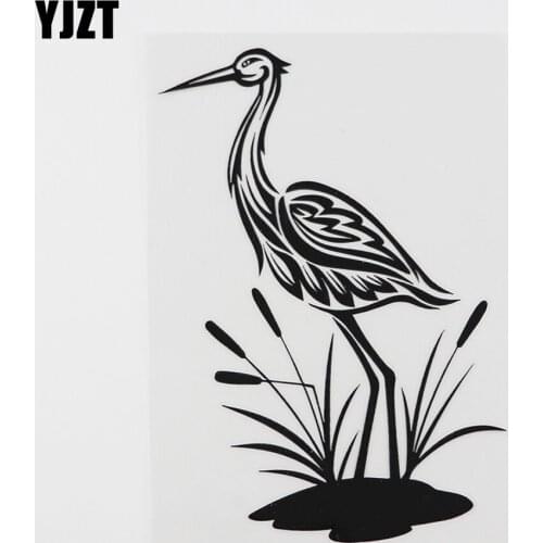 YJZT 10.5CMX16.2CM Lovely Heron Bird Decal Vinyl Car Sticker Black/Silver 8A-0153