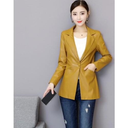 Plus Size Motorcycle Leather Clothing Female Outerwear Spring 2021 New Women Leather Jacket Short Slim Leather Coat Women Black