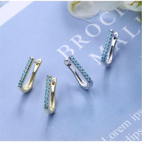 Viwisfy New Arrivals Blue Stone Crystal Big Hoops Gold Real 925 Sterling Silver Hoop Earrings For Women VW21161