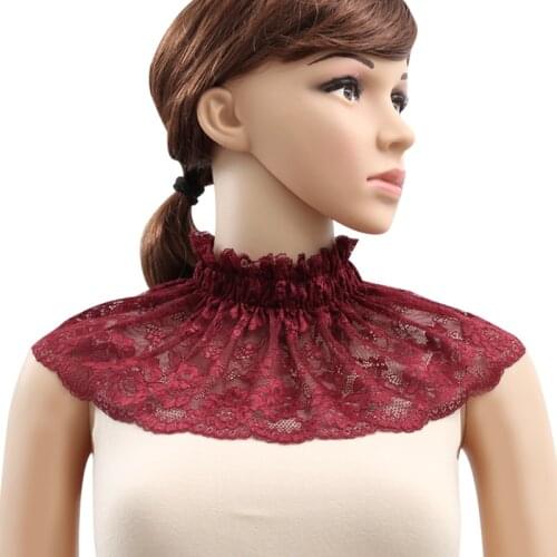 Womens autumn lace bib headgear neck protection thin silk scarf false collar elastic collar collar all-match sunscreen