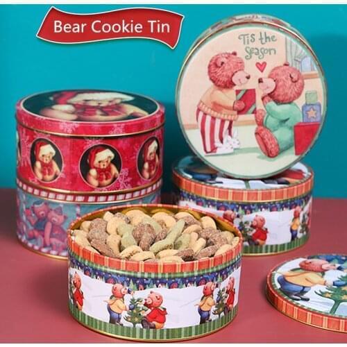 1pc 5 / 6 Inch Cute Bear Candy Biscuit Box Cookie Box Packaging Party Rose Teapot Tin Box Round Candy Box Cocina Tool