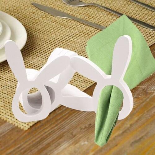 1pcs Wooden Easter Napkin Ring Buckles Party Decor Supplies Rabbit Napkin Holder Stand Table Decor for Hotel Restaurent Home