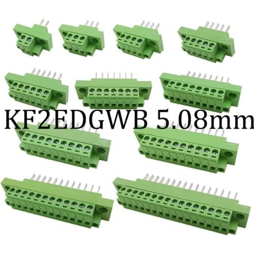 NEW 10Pair KF2EDGWB 5.08mm 2/3/4/5/6/7/8/9/10/12/16Pin Wall Terminal Connector 2EDGWB-5.08 Pluggable PCB Screw Terminal Blocks