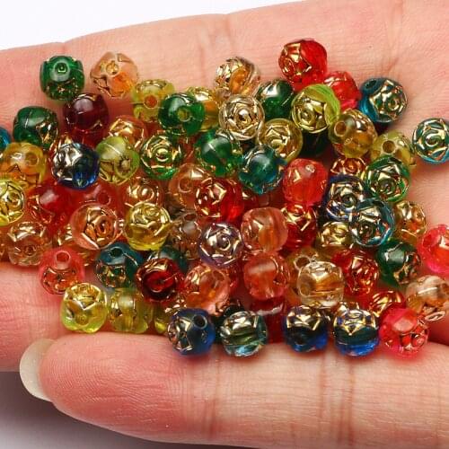 100pcs/lot Round Mixed Acrylic Spacer Beads 5x6mm Loose Beads For Jewelry Making DIY Necklace Bracelet Beaded Sccessories
