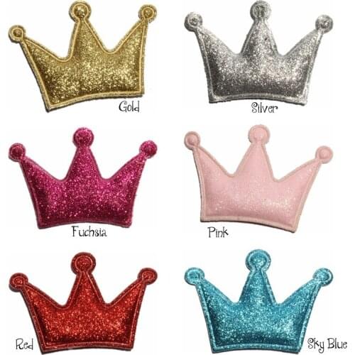 120PCS Newborn Vintage Crown Appliques for Kids Headwear Fashion Glitter Nonwovens Felt Crown Patches for Hair Accessories