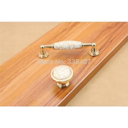 2014 New Ceramic Handle and Knobs Golden Cabinet Handle / Knobs Furniture Hardware