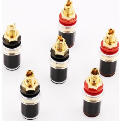 4Pcs Brass Gold plated Binding Post for Thread Audio Speaker Amplifier 4mm Banana Plug Terminals Connector Black & Red