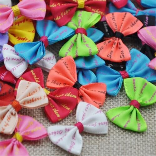 40pcs Handmade Letter Ribbon bows Flowers Appliques wedding Craft Lots mix E172