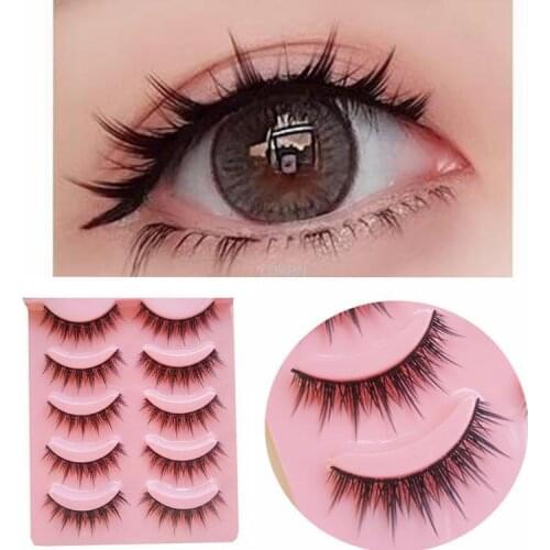 Yokpn 5 Pairs Cross Sharpened False Eyelashes Dating Nude Makeup Realistic Eyelashes Acrylic Natural Fake Eyelashes Long Lashes