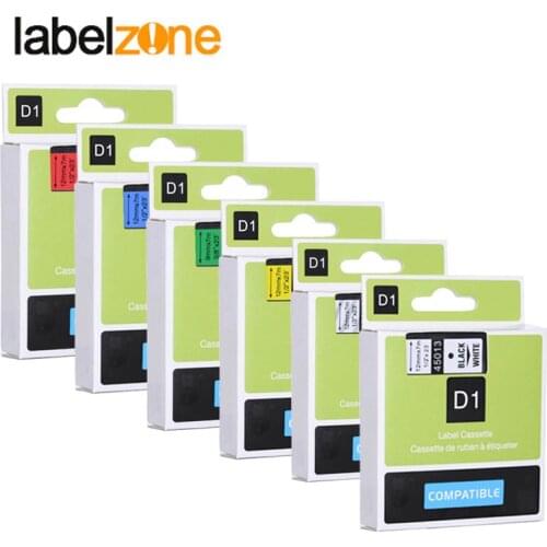 6Pack Mixed 6colors 45013 label tape compatible dymo D1 12mm label printer D1 45010 45016 45017 45018 45019 for LM160 printers