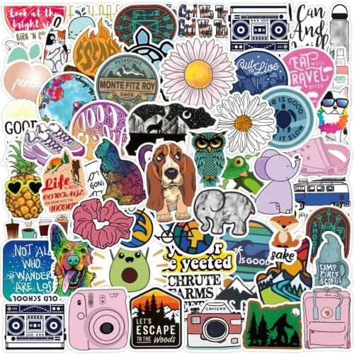 70pcs Lovely Small Fresh Stickers For Laptop Phone Luggage Bicycle Ornament PVC Waterproof Fashion DIY Toys Stickers