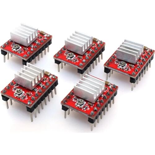 A4988 Compatible Stepper Stepstick Motor Diver Module With Heat Sink For 3D Printer Controller Ramps 1.4(Pack Of 5Pcs)