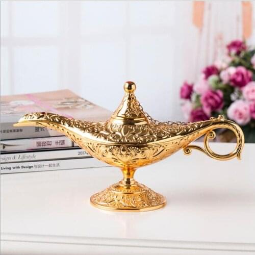 Large /medium size metal Aladding magic Lamp Arabian Magic Lamp Antique Arts Craft Genie Lamp Souvenir Home Decoration A24