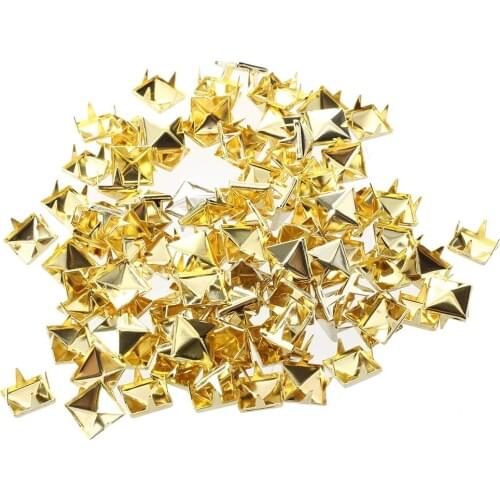 CNIM Hot 100x Gold 8mm Pyramid Studs Spots Punk Nailheads Spikes for Bag Shoes Bracelet