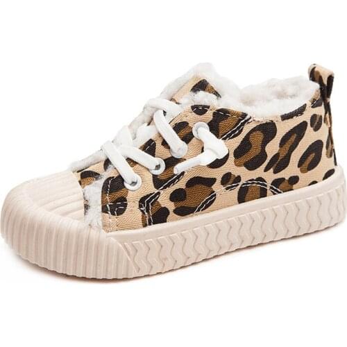 Children Sneakers Fashion Casual Leopard Winter New Sports Shoes For School Uniform Girls Canvas Shoes