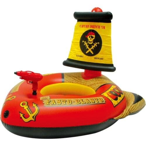 Children’s Water Pirate Ship Inflatable Mount Toy Automatic Pumping Water Gun Pool Swimming Ring