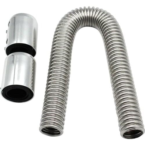 24" Flexible Upper Lower Radiator Hose Kit & Stainless Steel w/ Chrome Caps V8 Car Cooling System Accessories