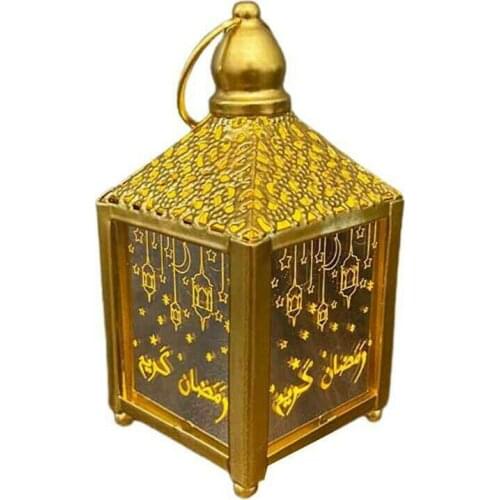 Eid Mubarak Muslim Ramadan Hanging Night Light Lamp Square Lantern Hanging Lantern Vintage Style Decorative Lamp Home Decor