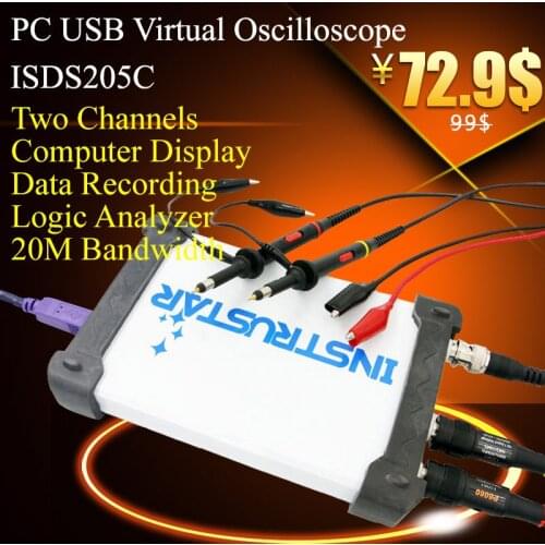 ISDS205C Virtual PC USB oscilloscope 48M sample rate 20M Bandwith with logic analyzer