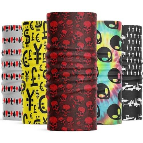 Creative Design Skull Alien Headscarf Mini Pattern Mens Cycling Headdress Face Neck Scarf Magic Seamless Designer Hijab Scarf