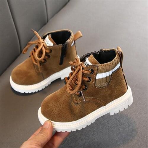 2020 Autumn Winter Childrens Martin Shoes Girls PU Leather Waterproof Martin Boots Boys Warm Ankle Shoes Kids Sneakers