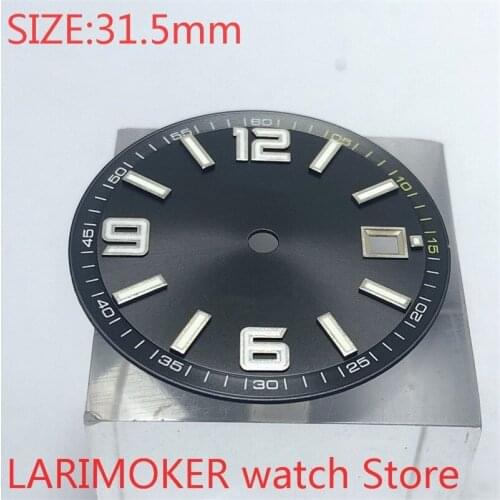 Suitable for Miyota-DG-2813-3804 NH35 36 ETA2836-2824 automatic movement, 31.5mm luminous black dial, no logo