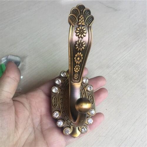 Retro Hooks European Antique Robe Hook Wall Mounted Clothes Coat Hook Flower Hook Bathroom Accessories,Bronze,1PC
