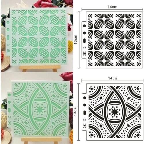 2pc Grid Stencil DIY Wall Layering Painting Template Decorative Scrapbooking Embossing Album Supplies Reusable