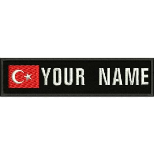 Turkish flag Turkey 10X2.5cm Embroidery Custom Name Text Patch Stripes badge Iron On Or Velcro Backing Patches For Clothes