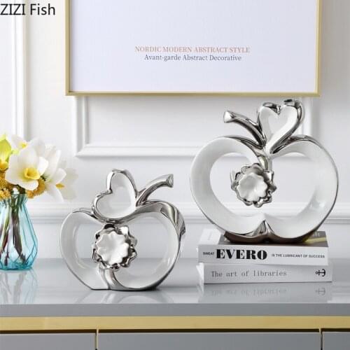 Apple Crafts Ornaments Silver Cutout Golden Simulation Plant Fruit Desktop Crafts Furnishings Modern Home Decoration Accessories