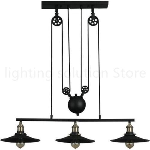 Vintage Iron Loft Industrial American Country Pulley Pendant Lights Adjustable Wire Lamps Retractable Bar Lighting