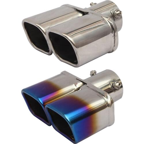 VODOOL Car Dual Exhaust Tip 2.5 inch Inlet Bolt-on Square Slant Cut Stainless Steel Exhaust Tailpipe Muffler Tip Universal