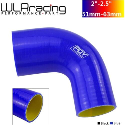 WLR RACING - 2"-2.5" 51mm-63mm 90 Degree Elbow Reducer Silicone Hose Pipe Turbo Intake BLACK BLUE WLR-SH902025-QY