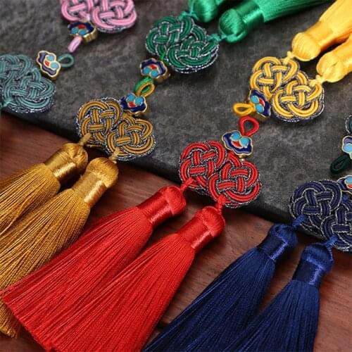 1Pcs Knot Double Tassel Jewelry Polyester Decoration Ice Silk Fan Pendant Accessories Bookmark Chinese knot Small Spike