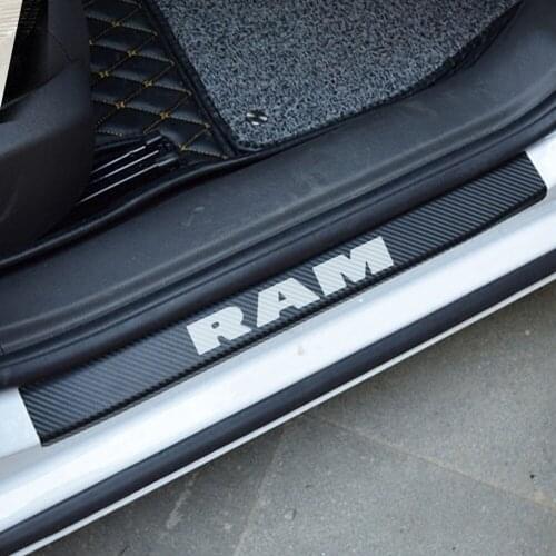 Placa de alféizar de puerta para Dodge RAM pegatina de desgaste de coche de fibra de carbono, adhesivo para alféizar de puerta