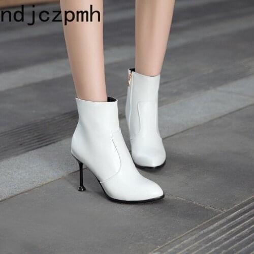 Womens Boots The New winter fashion Pointed zipper Fine heel High heel Short tube Womens shoes plus size 31-50 Heel Height 8cm