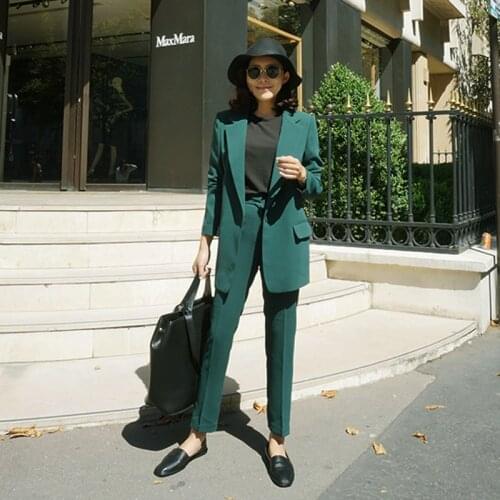 Set female 2019 autumn new temperament casual slim small suit jacket+ Harlan trousers elegant fashion two-piece solid color wild