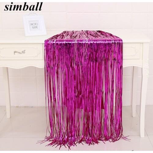 1PC (1x2 Meters) Gold Foil Fringe Tinsel Curtain Tassel Garlands Wedding Decoration Photography Backdrop Birthday Party Supplies